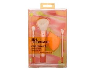 Набор косметических кистей Real Techniques Midi Moment Brush, 3 шт. + спонж цена и информация | Кисти для макияжа, спонжи | pigu.lt