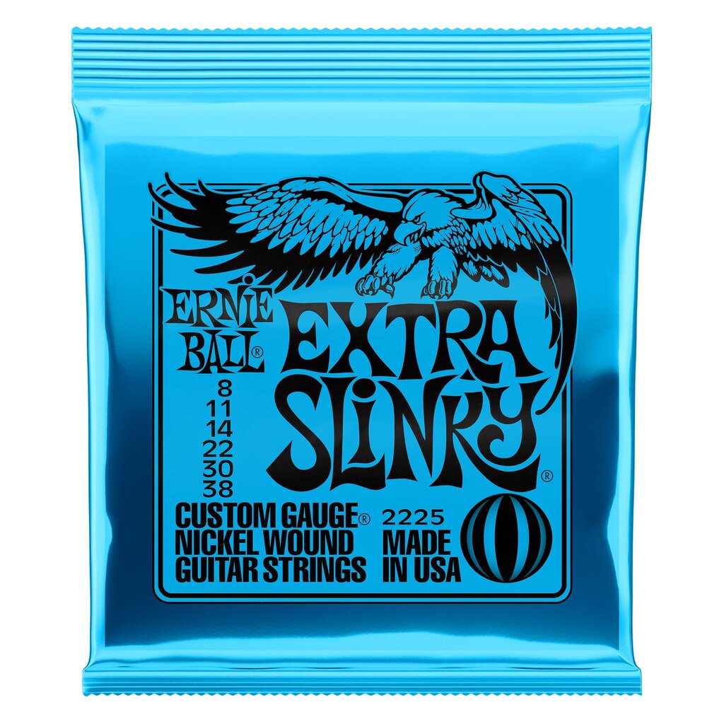 Stygos el. gitarai Ernie Ball P02225 Extra Slinky 8-38 kaina ir informacija | Priedai muzikos instrumentams | pigu.lt