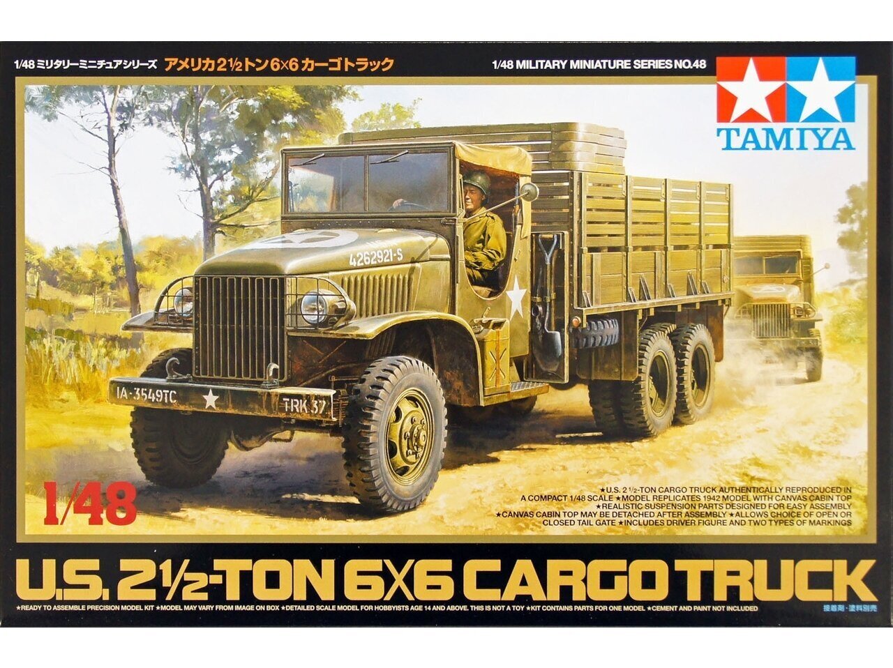 Surenkamas modelis Tamiya U.S. 2.5 Ton 6x6 Cargo Truck, 1/48, 32548 kaina ir informacija | Konstruktoriai ir kaladėlės | pigu.lt