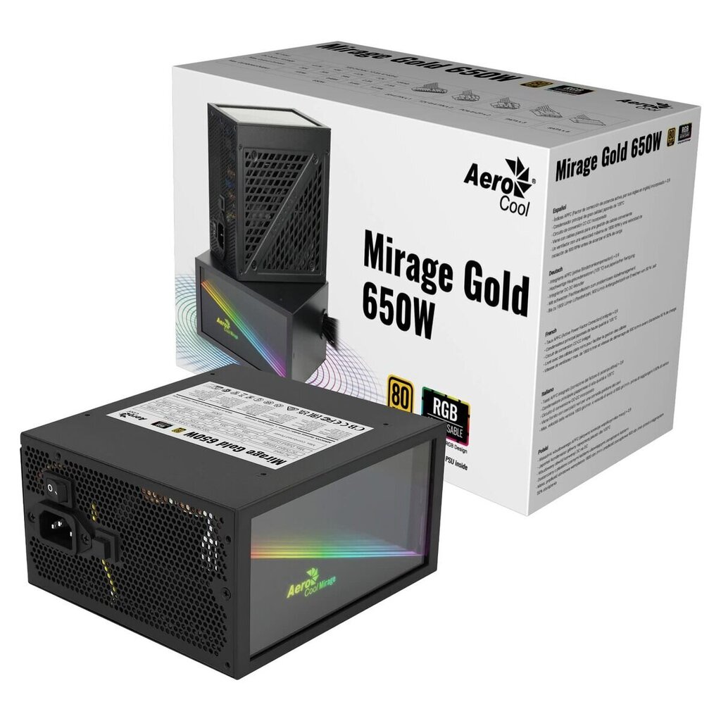 AeroCool Mirage Gold 650W kaina ir informacija | Maitinimo šaltiniai (PSU) | pigu.lt