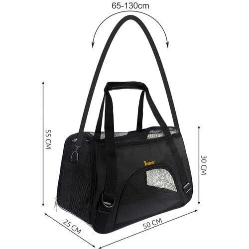 Purlov transportavimo krepšys šuniui/katei, juodas kaina ir informacija | Transportavimo narvai, krepšiai | pigu.lt