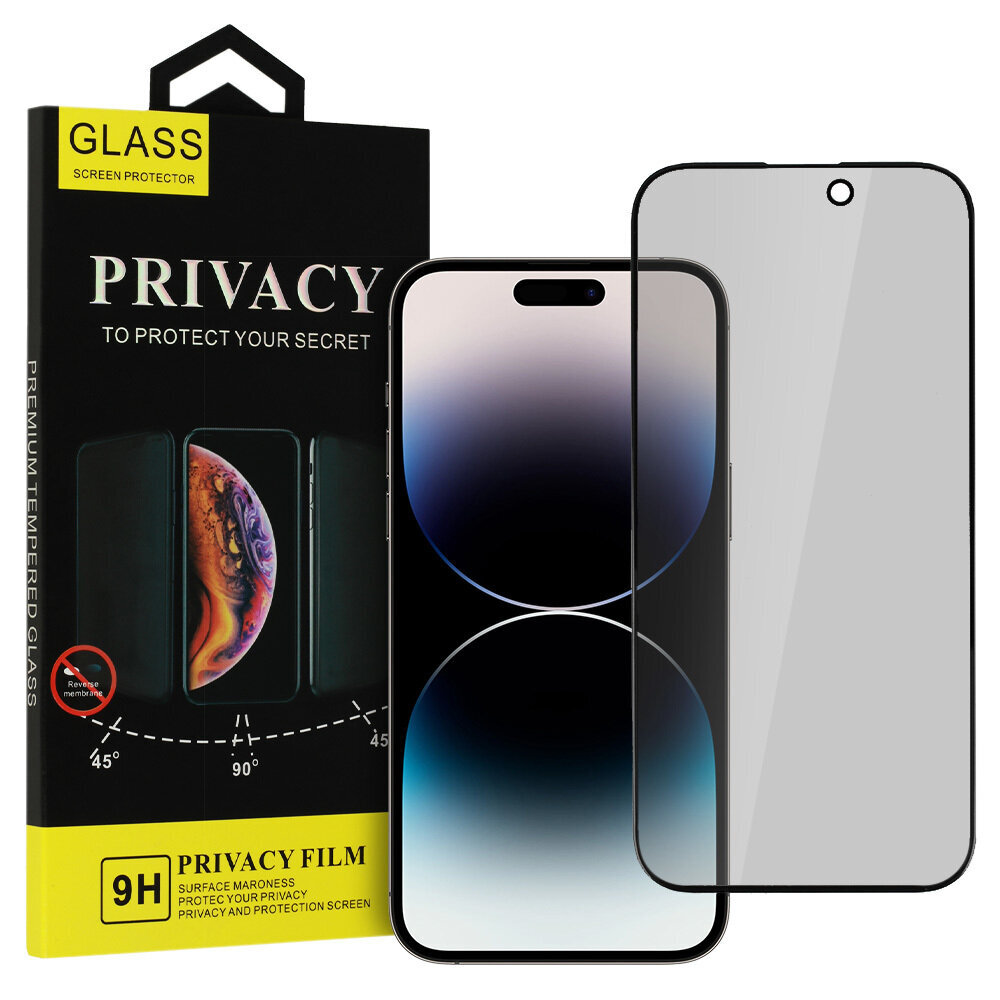 Apsauginis stiklas Privacy Glass skirtas iPhone 14 Pro Max kaina ir informacija | Apsauginės plėvelės telefonams | pigu.lt