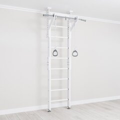 Gimnastikos sieniniai strypai Wallbarz, 113x51x235,5-270cm, balti kaina ir informacija | Vikrumo kopetėlės, reakcijos kamuoliukai | pigu.lt