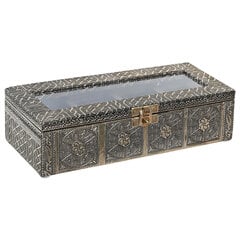 Коробочка для чая DKD Home Decor 23 x 9 x 6 cm Шампанское Деревянный Алюминий цена и информация | Посуда для хранения еды | pigu.lt