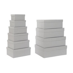 Набор штабелируемых органайзеров DKD Home Decor Серый Белый Квадратный Картон (43,5 x 33,5 x 15,5 cm) цена и информация | Ящики для вещей | pigu.lt