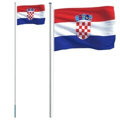 VidaXL Kroatijos vėliava su stiebu, 6,23 m цена и информация | Флаги и аксессуары к ним | pigu.lt