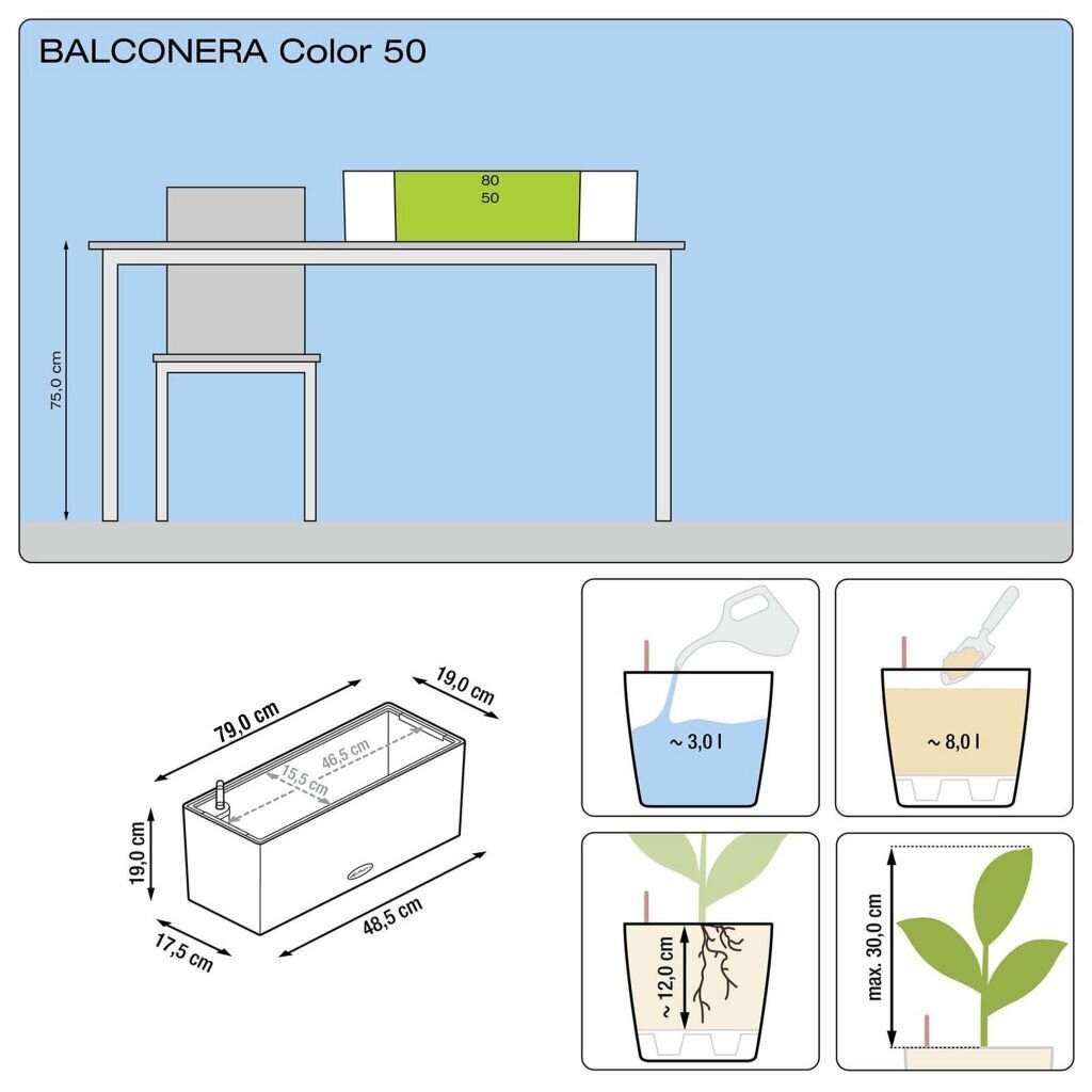 Lechuza vazonas Balconera Color 80, 19 cm kaina ir informacija | Loveliai | pigu.lt