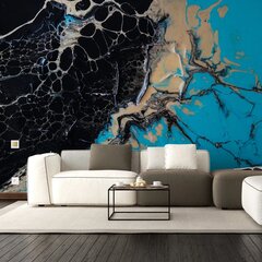 Фотообои с черно-синим мраморным изображением Обои с ярким эффектом мрамора Декор интерьера  - 390 х 280 см цена и информация | Интерьерные наклейки | pigu.lt