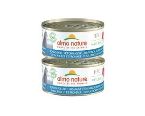 Almo Nature HFC Natural katėms su tunu, vištiena ir sūriu, 2x150 g kaina ir informacija | Konservai katėms | pigu.lt