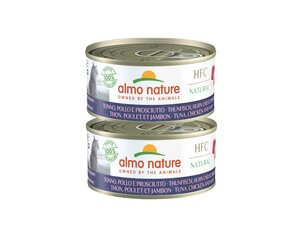 Almo Nature HFC Natural katėms su tunu, vištiena ir kumpiu, 2x150 g kaina ir informacija | Konservai katėms | pigu.lt