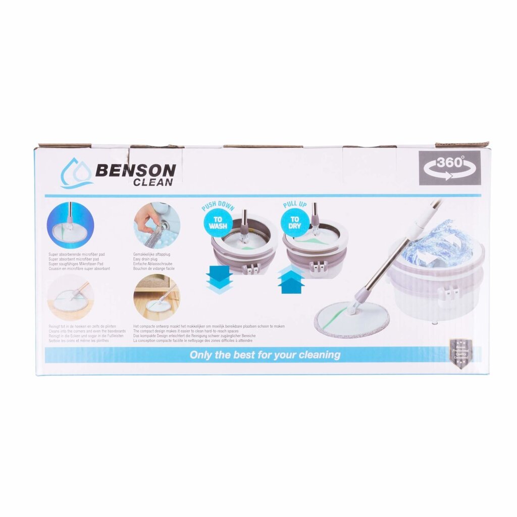 Benson grindų valymo rinkinys Spin Mop 360, 123 cm kaina ir informacija | Valymo reikmenys ir priedai | pigu.lt