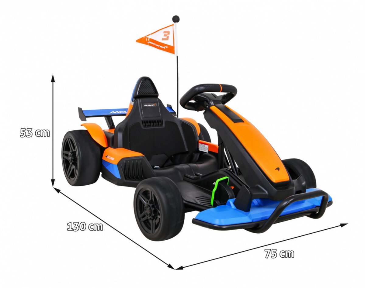 Elektrinis kartingas McLaren Drift, oranžinis kaina ir informacija | Elektromobiliai vaikams | pigu.lt