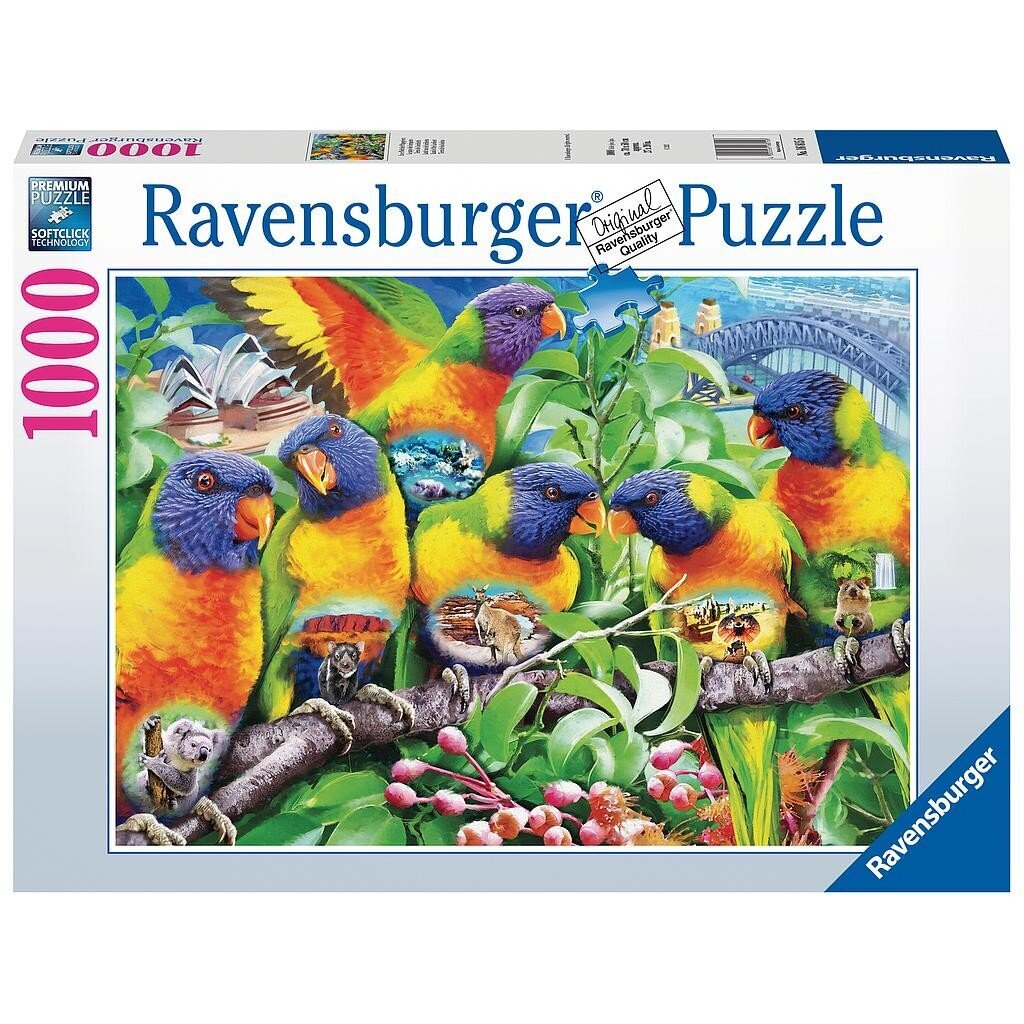 Dėlionė Papūgos Ravensburger, 1000d. kaina ir informacija | Dėlionės (puzzle) | pigu.lt