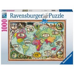 Пазл Ravensburger 1000 деталей Карта мира цена и информация | Пазлы | pigu.lt