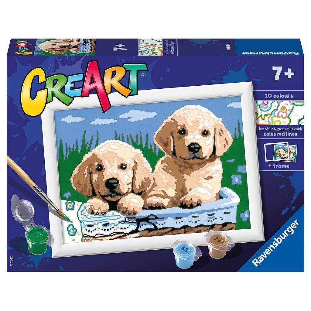 Tapyba pagal skaičius Ravensburger CreArt Cute Puppies kaina ir informacija | Tapyba pagal skaičius | pigu.lt