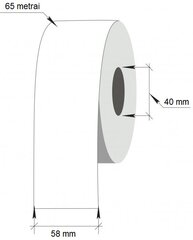 Lipni ištisinė etiketė svarstyklėms Linerless, 1-58x65m/40mm, Thermal Top, balta kaina ir informacija | Sąsiuviniai ir popieriaus prekės | pigu.lt