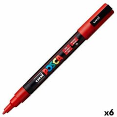 Маркер POSCA PC-3M Красный (6 штук) цена и информация | Канцелярские товары | pigu.lt