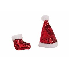 Kalėdinė kepurė ir kojinė, 10 cm kaina ir informacija | Kalėdinės dekoracijos | pigu.lt
