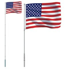 VidaXL JAV vėliava su stiebu, 5,55 m kaina ir informacija | Vėliavos ir jų priedai | pigu.lt