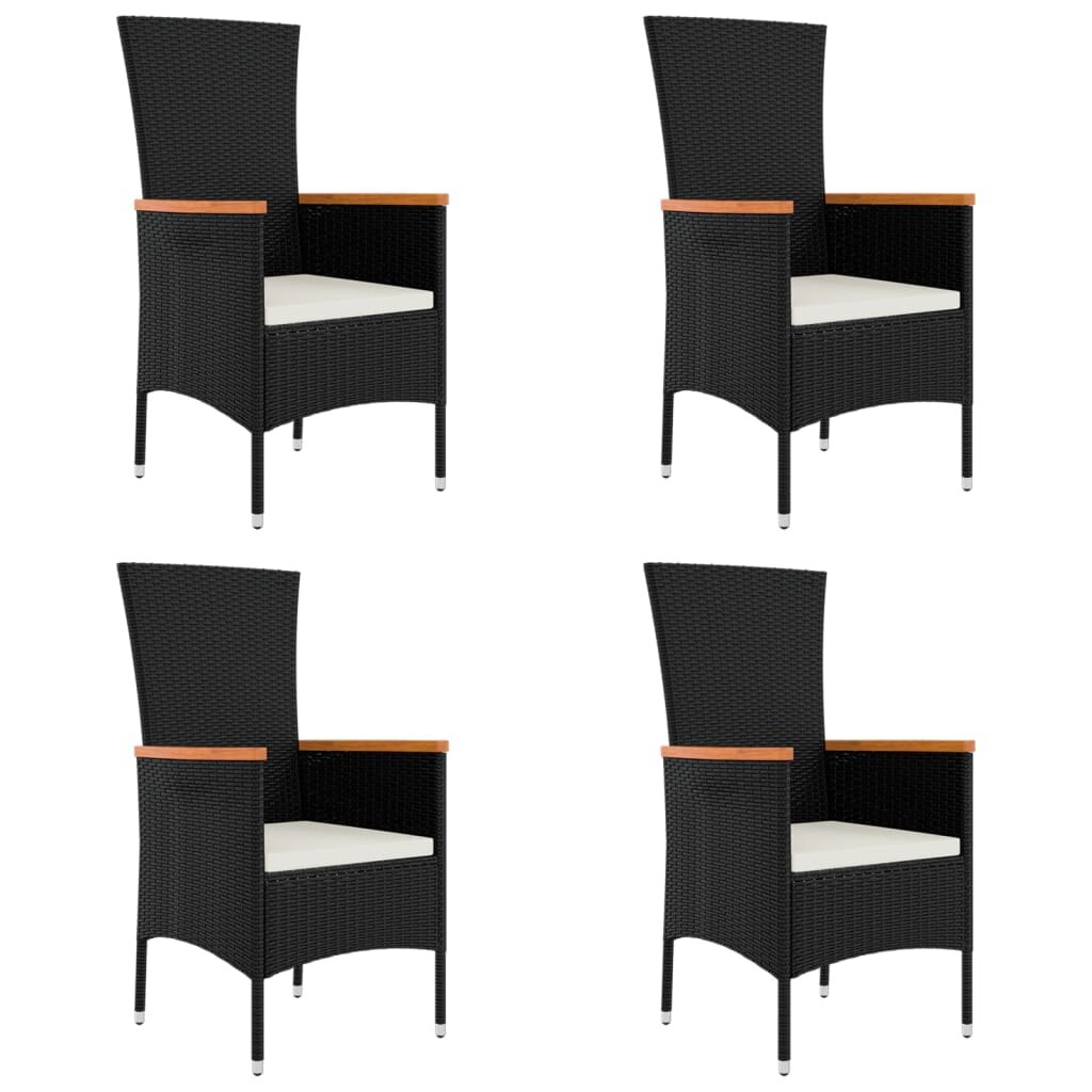 Sodo kėdės su pagalvėlėmis, 4vnt., juodos kaina ir informacija | Lauko kėdės, foteliai, pufai | pigu.lt