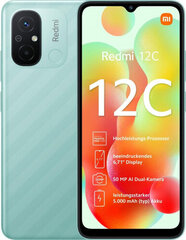 Xiaomi Redmi 12C, 64 GB, Dual SIM Green цена и информация | Мобильные телефоны | pigu.lt