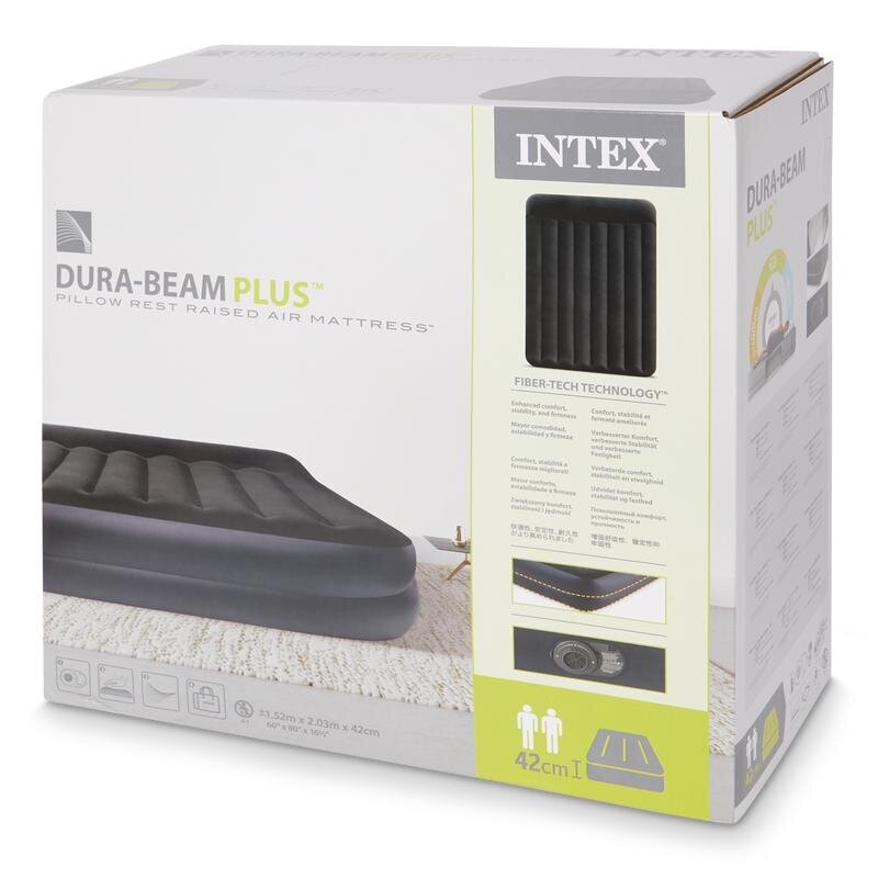 Paaukštintas oro čiužinys Queen Intex Dura Beam Rest, 152 x 203 x 42 cm цена и информация | Pripučiami čiužiniai ir baldai | pigu.lt