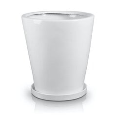 Керамический вазон MOOD 32x36(В) см, с тарелкой, белый цена и информация | Вазоны | pigu.lt