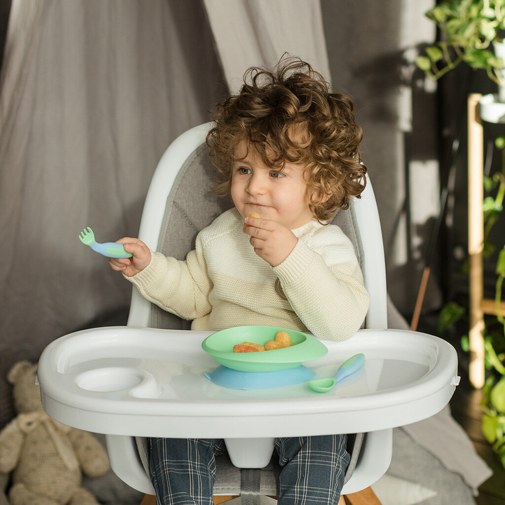 Baboo nuožulnus dubenėlis su prlimpančiu dugnu, žalia, 6+ mėn kaina ir informacija | Kūdikių indai, indeliai pienui ir įrankiai | pigu.lt