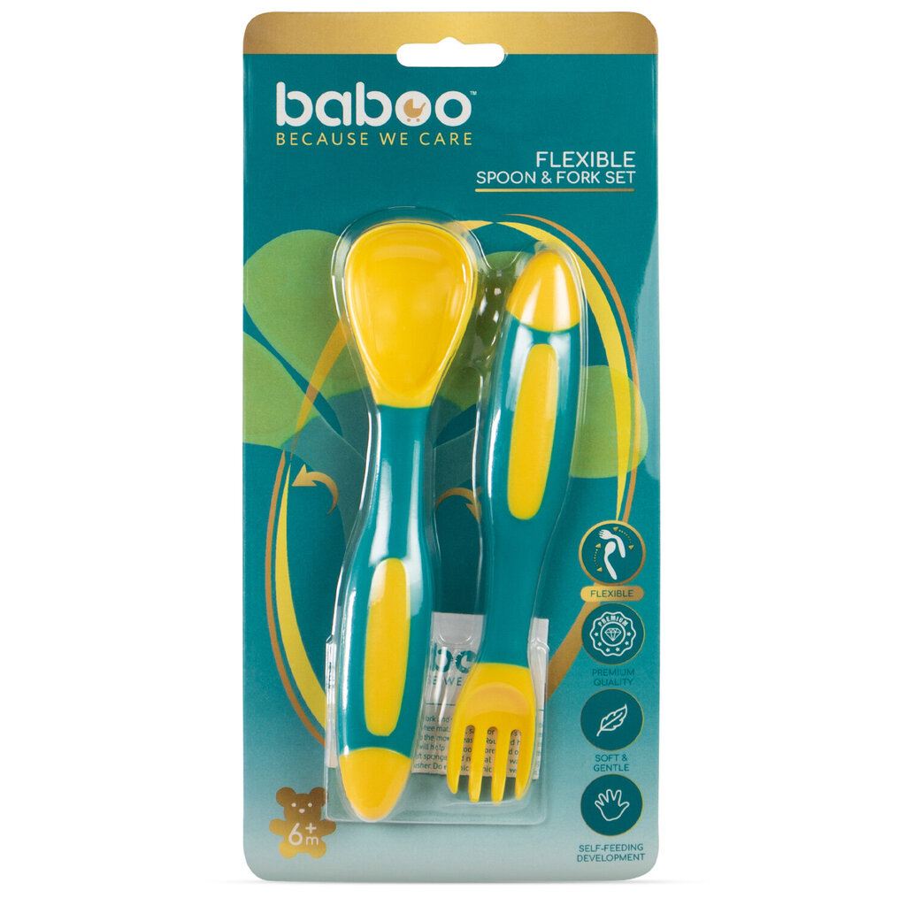 Baboo lankstūs įrankiai, turkio, 6+ mėn kaina ir informacija | Kūdikių indai, indeliai pienui ir įrankiai | pigu.lt