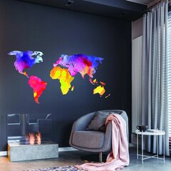 Виниловая наклейка на стену Яркая цветная карта мира Декор интерьера для детской комнаты - 140 х 76 см цена и информация | Интерьерные наклейки | pigu.lt