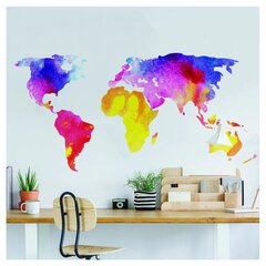 Interjero lipdukas Ryškių spalvų pasaulio žemėlapis kaina ir informacija | Interjero lipdukai | pigu.lt