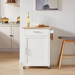 Virtuvinė spintelė SoBuy Trolley FKW102-WN, balta/ruda kaina ir informacija | Virtuvinės spintelės | pigu.lt