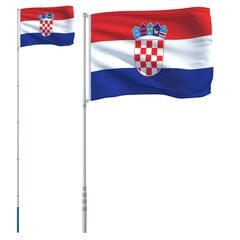 VidaXL Kroatijos vėliava su stiebu, 5,55 m цена и информация | Флаги и аксессуары к ним | pigu.lt