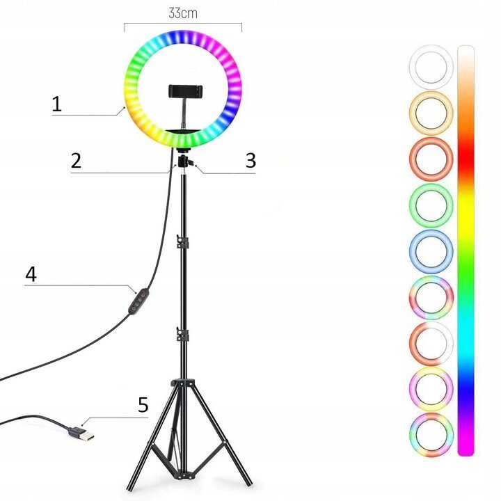 10" RGB LED kaina ir informacija | Fotografijos apšvietimo įranga | pigu.lt