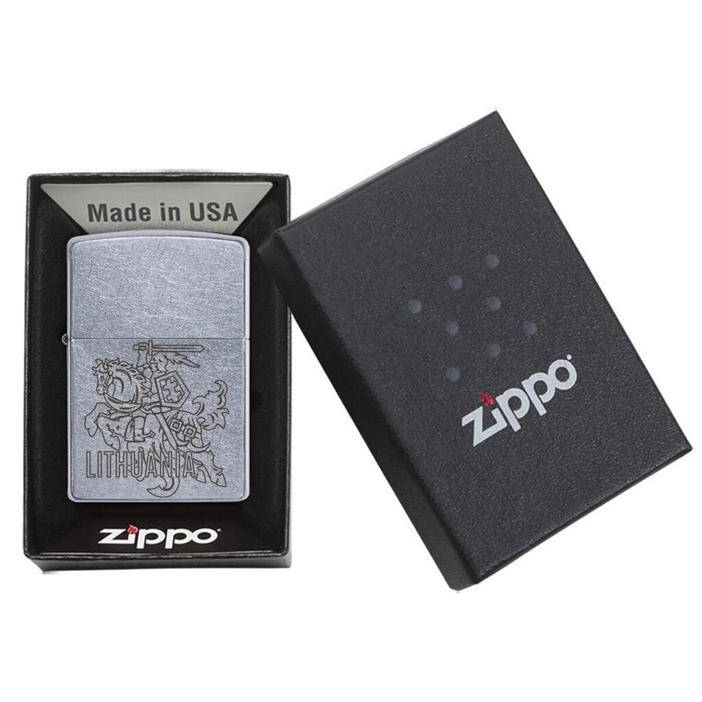 Zippo žiebtuvėlis Lithuania, sidabrinis kaina ir informacija | Žiebtuvėliai ir priedai | pigu.lt