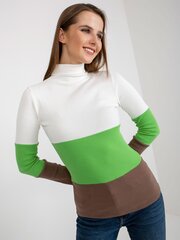 Женская бело-зеленая блуза с высоким воротником цена и информация | Женские кофты | pigu.lt