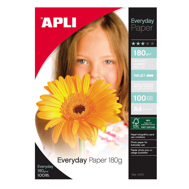 Foto popierius Apli Everyday, A4, 180 g/m2, 100 lapų цена и информация | Sąsiuviniai ir popieriaus prekės | pigu.lt