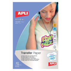 Foto popierius Apli T-shirt Transfer, A4, 10 lapų kaina ir informacija | Sąsiuviniai ir popieriaus prekės | pigu.lt