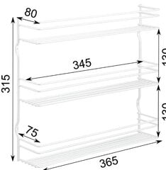 Полка для специй для крепления на стене или в кухонном шкафу цена и информация | Комплектующие для кухонной мебели | pigu.lt