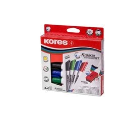 Комплект курсора Kores k-marker xw1 Овальный наконечник, 4 цвета + резиновый пакет 4 шт. цена и информация | Письменные принадлежности | pigu.lt