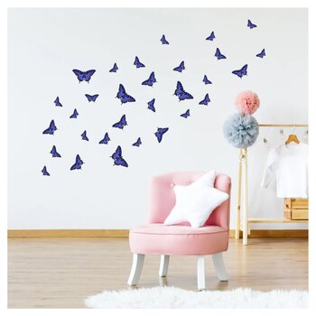 Виниловые наклейки на стену Фиолетовые бабочки Декор интерьера - 30 шт. цена и информация | Интерьерные наклейки | pigu.lt
