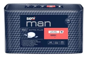 Seni Man Extra Plus uroloģiskie ieliktņi vīriešiem, 15 gab. цена и информация | Подгузники, прокладки, одноразовые пеленки для взрослых | pigu.lt