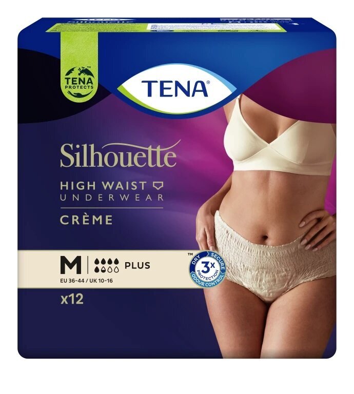 Sauskelnės suaugusiems Tena Silhouette Plus Medium, 12 vnt. kaina ir informacija | Sauskelnės, įklotai, paklotai suaugusiems | pigu.lt