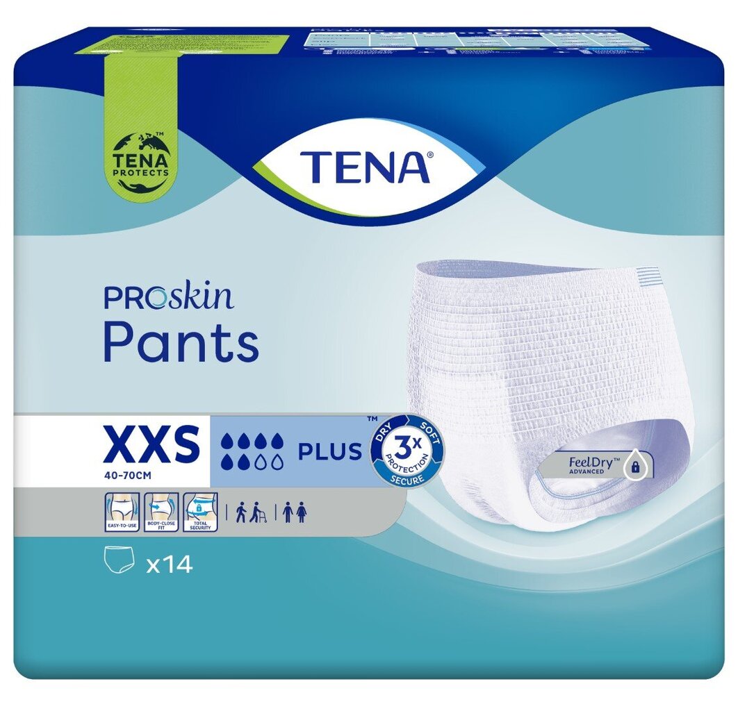 Sauskelnės suaugusiems Tena Pants Plus XXS, 14 vnt. kaina ir informacija | Sauskelnės, įklotai, paklotai suaugusiems | pigu.lt