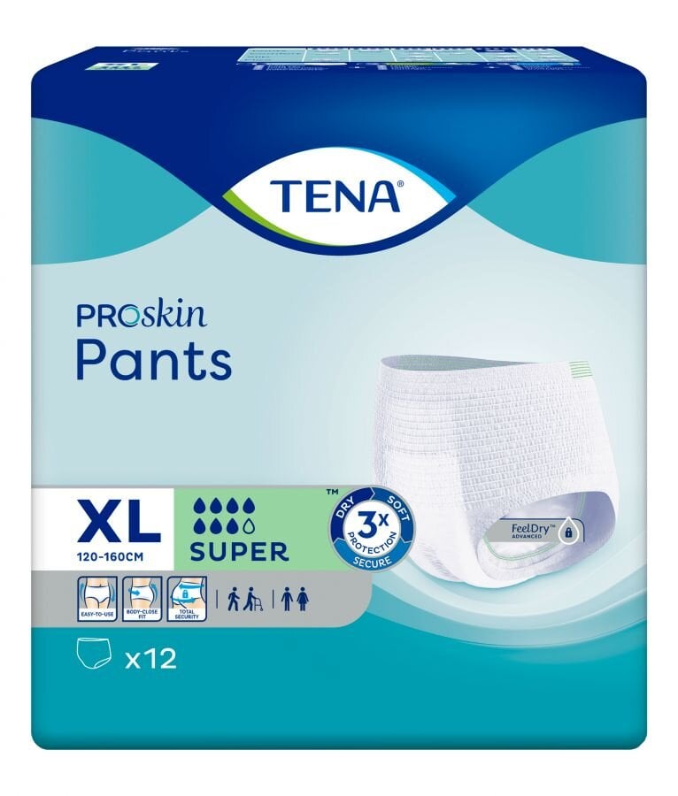 Sauskelnės-kelnaitės Tena Pants Super, XL, 12 vnt. kaina ir informacija | Sauskelnės, įklotai, paklotai suaugusiems | pigu.lt