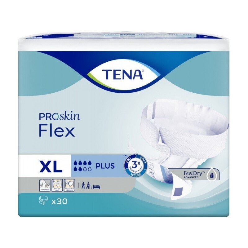 Sauskelnės suaugusiems Tena Flex Plus XL, 30 vnt. kaina ir informacija | Sauskelnės, įklotai, paklotai suaugusiems | pigu.lt