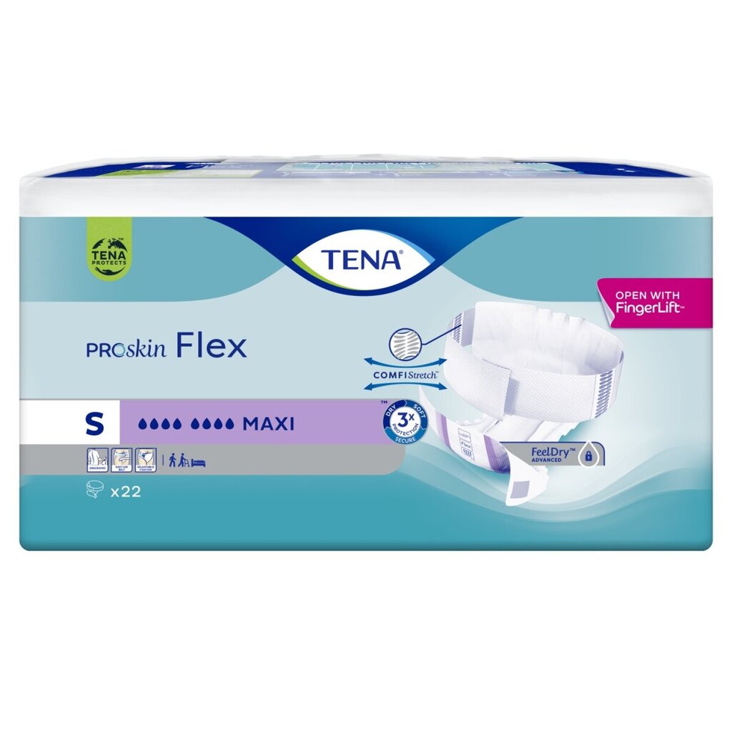 Sauskelnės suaugusiems Tena Flex Maxi S, 22 vnt. цена и информация | Sauskelnės, įklotai, paklotai suaugusiems | pigu.lt