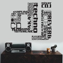 Виниловая наклейка на стену в виде надписей DJ чёрного цвета - Декор интерьера - 100 х 96 см цена и информация | Интерьерные наклейки | pigu.lt
