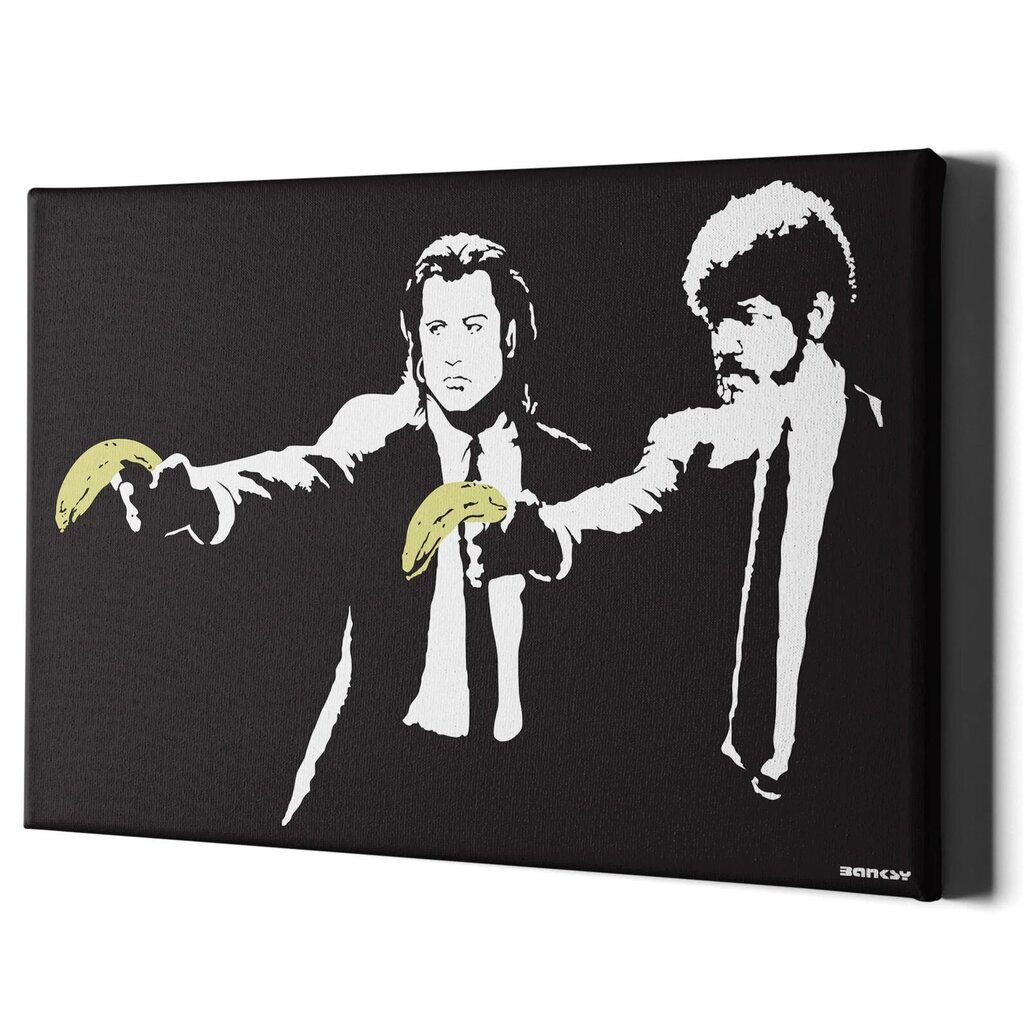 Sienų spaudiniai Drobė Banksy Retro Graffiti Pulp Fiction Interjero dekoras – 100 X 60 cm kaina ir informacija | Reprodukcijos, paveikslai | pigu.lt