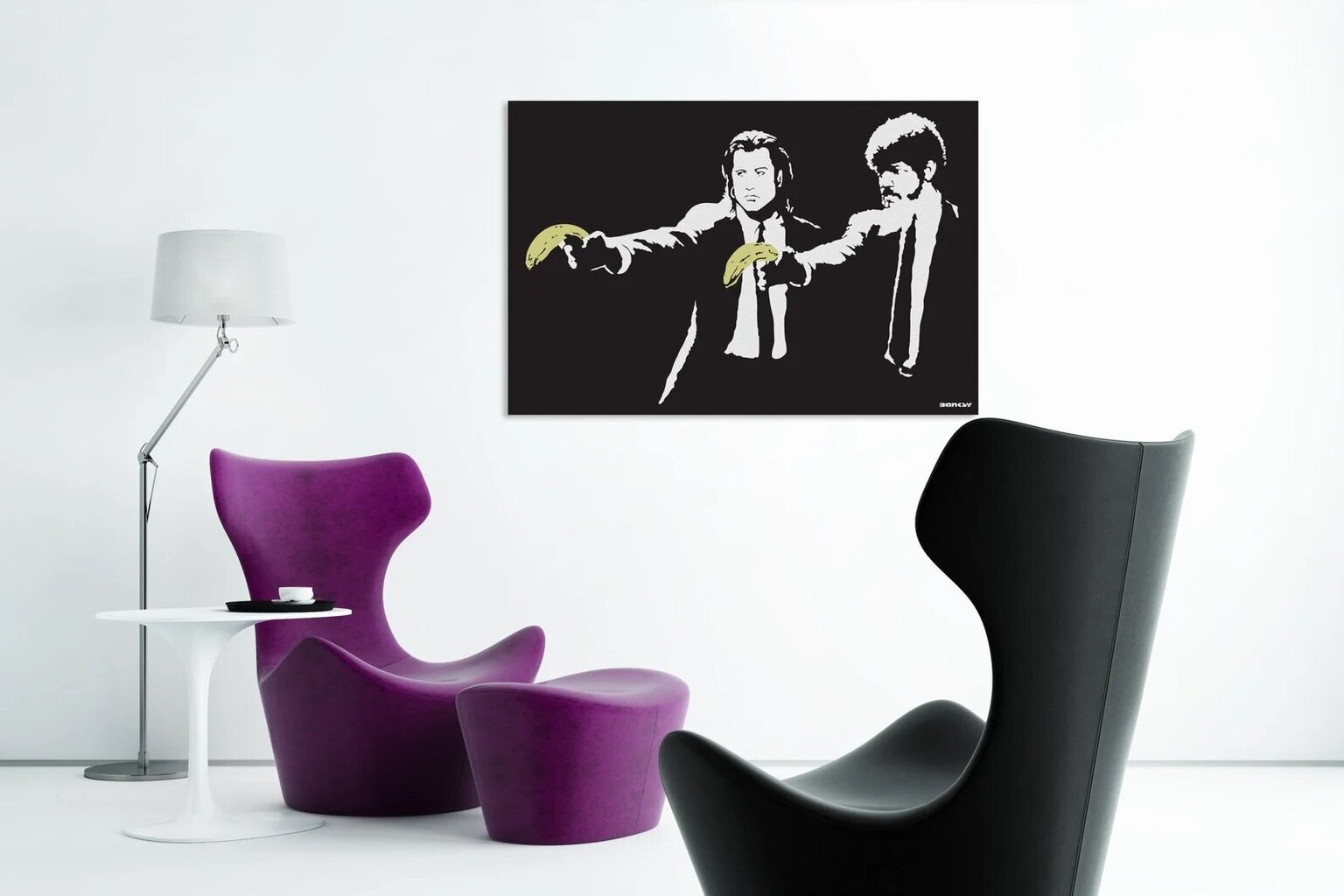 Sienų spaudiniai Drobė Banksy Retro Graffiti Pulp Fiction Interjero dekoras – 100 X 60 cm kaina ir informacija | Reprodukcijos, paveikslai | pigu.lt